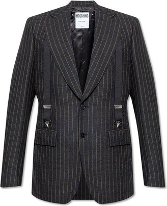 Striped Suspender Detailed Blazer