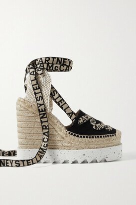 Gaia Logo-jacquard And Cotton-canvas Wedge Espadrilles - Black