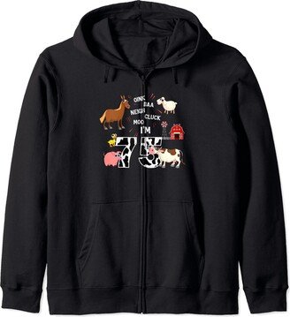 Oink Baa Neigh Cluck Moo I'm 75th Birthday Farm Theme 75 Zip Hoodie