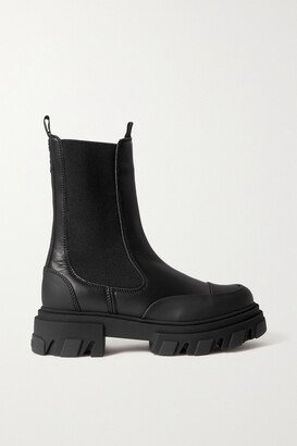 Paneled Leather Chelsea Boots - Black