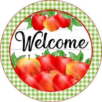 Welcome Sign - Apple Fall Autumn Wreath Metal
