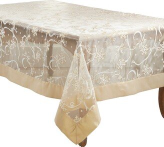 Saro Lifestyle Snowflake and Ribbon Design Tablecloth, Gold,