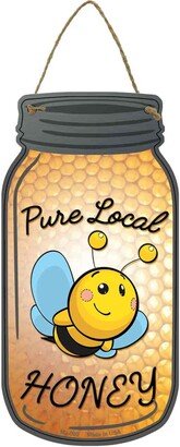 Pure Local Honey Novelty Metal Mason Jar Sign