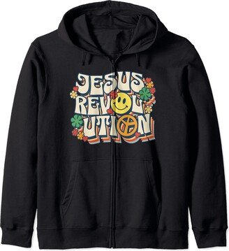 Jesus Revolution Boho Hippie Christian Zip Hoodie