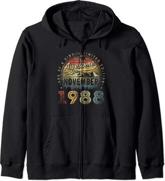 35th Birthday Gifts For Men Women 35 Year Old Awesome Since November 1988 35th Birthday Zip Hoodie