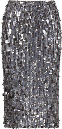 All-Over Sequin-Embellished Midi Skirt-AB