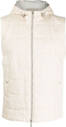 Zip-Up Hooded Padded Gilet-AB