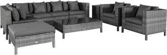 9-Piece Patio Furniture Sets Outdoor Conversation Sets, Sofa Sets with Removable Cushion, Footstool and Coffee table for Balcony, Backyard, B