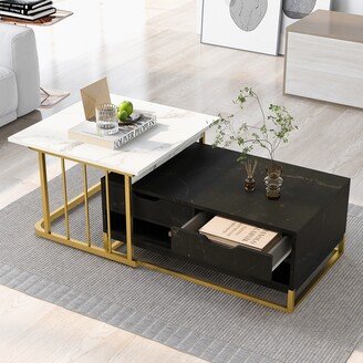 Nesting Golden Coffee Table Set of 2