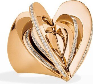 18k Rose Gold Diamond Heart Ring, Size 7