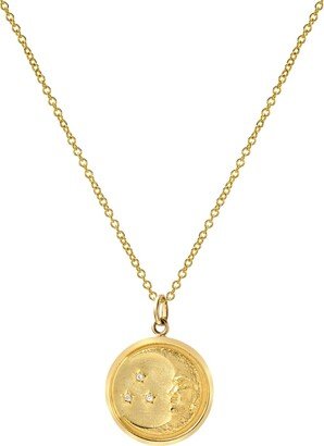 Zoe Lev Jewelry 14k Diamond Moon Medallion Necklace