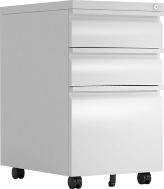 Calnod Steel Three Drawer File Cabinet with Lock, Equipped with Wheels at the Bottom for Easy Movement