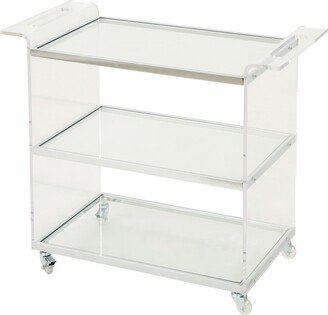 Yves Acrylic Bar Trolley with Glass Shelves