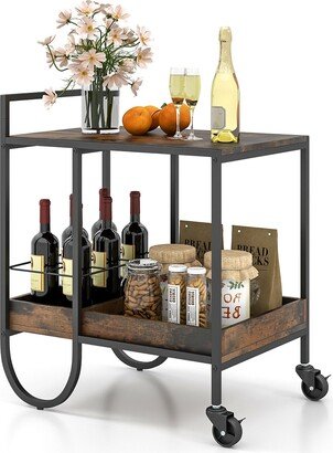 Industrial Bar Cart Rolling Buffet Serving Cart w/ Removable