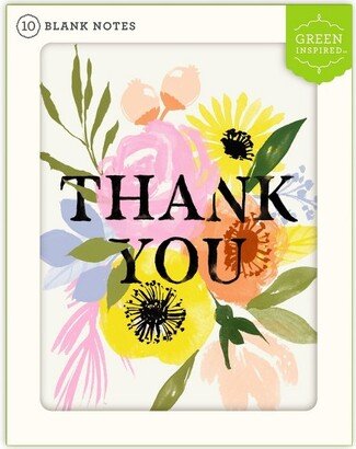 Green Inspired 10ct Thank You Cards Flower Burst