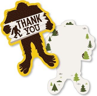 Big Dot of Happiness Sasquatch Crossing - Shaped Thank You Cards - Bigfoot Party or Birthday Party Thank You Note Cards with Envelopes - Set of 12