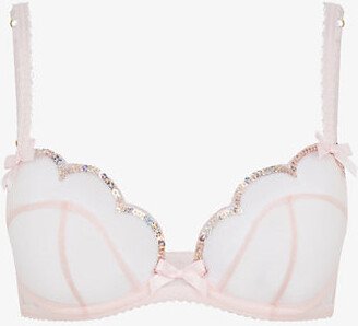 Womens Baby Pink Lorna Scalloped Mesh Underwired bra