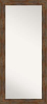 Non-Beveled Wood Full Length Floor Leaner Mirror - Alexandria Rustic Brown Frame - Outer Size: 30 x 66 in