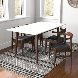 Ashcroft Imports LLC Sten Modern Solid Wood Dining Table and Vegan Leather Chair Set 5 Piece