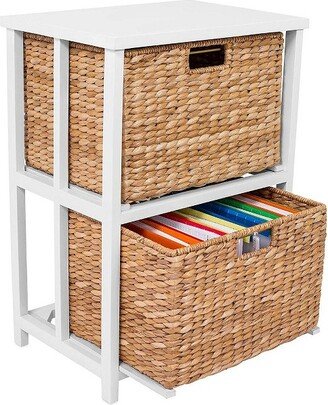 Seagrass 2-Tier File Cubby Cabinet - Natural