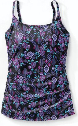 Women's Free Spirit Ruched Tankini Top - Black Multi - 8