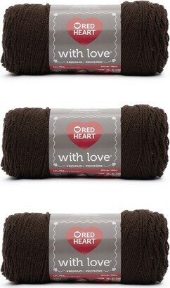 Red Heart With Love Chocolate Yarn - 3 Pack of 198g/7oz - Acrylic - 4 Medium (Worsted) - 370 Yards - Knitting/Crochet