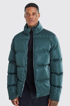 Mens Green Oversized Soft Sheen Nylon Puffer