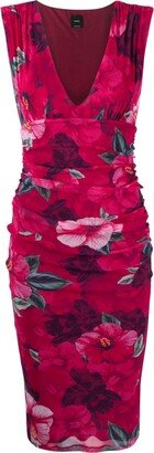 Hibiscus-print midi dress