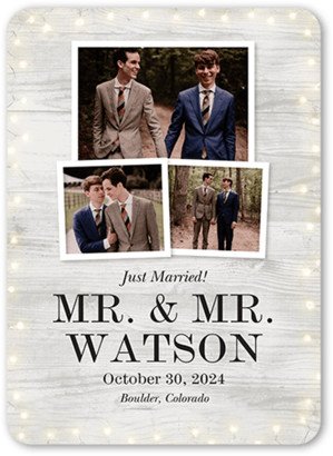 Wedding Announcements: Framed In Lights Mr Wedding Announcement, Gray, 5X7, Signature Smooth Cardstock, Rounded