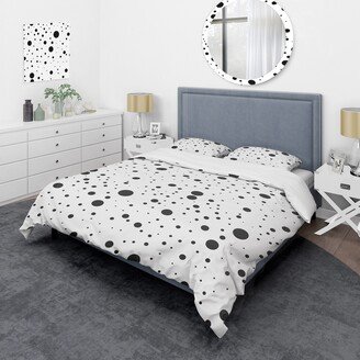 Designart 'Black Abstract Dot' Patterned Duvet Cover Set