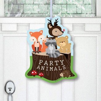 Big Dot Of Happiness Woodland Creatures - Hanging Porch Outdoor Front Door Decor - 1 Piece Sign