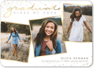 Graduation Announcements: Bespeckled Scholar Graduation Announcement, White, 5X7, Standard Smooth Cardstock, Rounded
