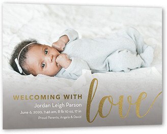 Birth Announcements: Simply Brilliant Welcome Birth Announcement, Gold Foil, Matte, Signature Smooth Cardstock, Square