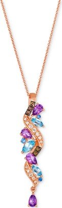 Multi-Gemstone (1-1/2 ct. t.w.) & Diamond (1/3 ct. t.w.) Long Swirled Pendant Necklace in 14k Rose Gold, 18