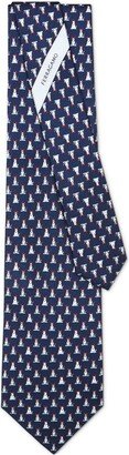 Terrier-print silk tie