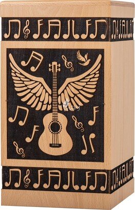 Handmade Rosewood Cremation Urn For Human Ashes - Personalized Wooden Funeral Handcrafted Guitar Burial Intaj
