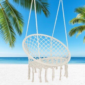 JimsMaison Outdoor Hammock Chair Hanging Cotton Rope Swing Chair