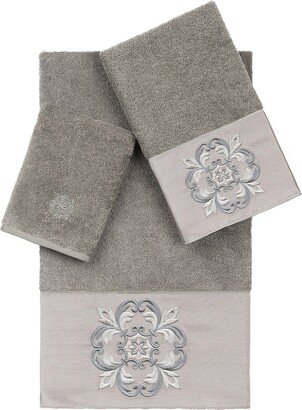 Alyssa 3-Piece Embellished Towel Set - Dark Gray