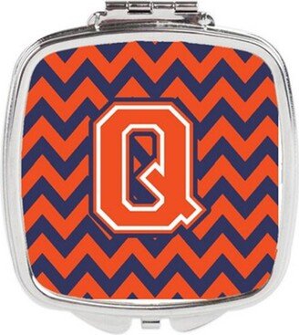 CJ1042-QSCM Letter Q Chevron Orange & Blue Compact Mirror, 3 x 0.3 x 2.75 in.