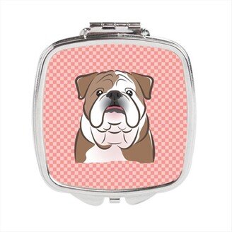 Awesome Apparel Checkerboard Pink English Bulldog Compact Mirror, 2.75 x 3 x .3 In.