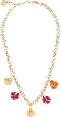 Flower Charm Embellished Chain Necklace