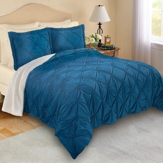 Collections Etc 3-Piece Velvet Diamond Pintuck Texture Comforter Set