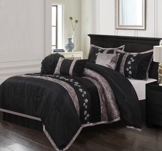 Grand Avenue Stella Black 7-Piece Roses Design Comforter Set