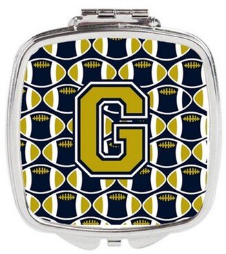 CJ1074-GSCM Letter G Football Blue & Gold Compact Mirror, 3 x 0.3 x 2.75 in.