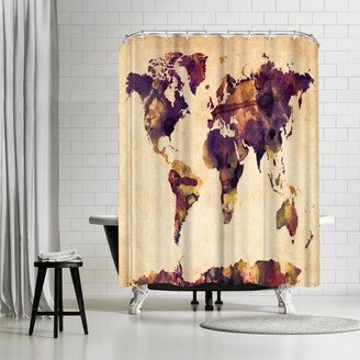 71 x 74 Shower Curtain, World Map 1 by Michael Tompsett - Art Pause