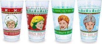 Silver Buffalo The Golden Girls Holiday Sweater 16-Ounce Pint Glasses | Set of 4