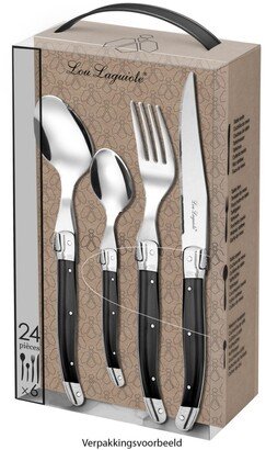 Lou Laguiole Tradition 24 Pieces Flatware Set - Silver-Tone, Anthracite