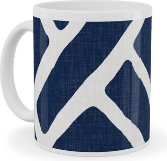 Mugs: Savannah Trellis Ceramic Mug, White, 11Oz, Blue