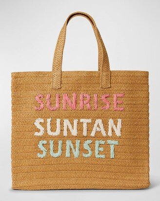 Sunrise Suntan Sunset Straw Tote Bag