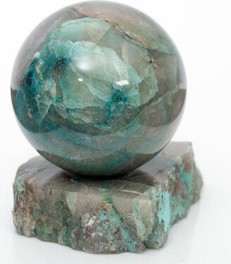 Shattuckite With Chrysocolla Polished Sphere Stand 2.08 Inch Crystal Chakra Stone Ball #3596T - Namibia